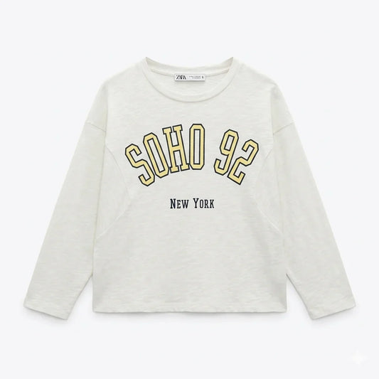 Zara Girl's Off White New York Printed Blouse | Zara In Lebanon