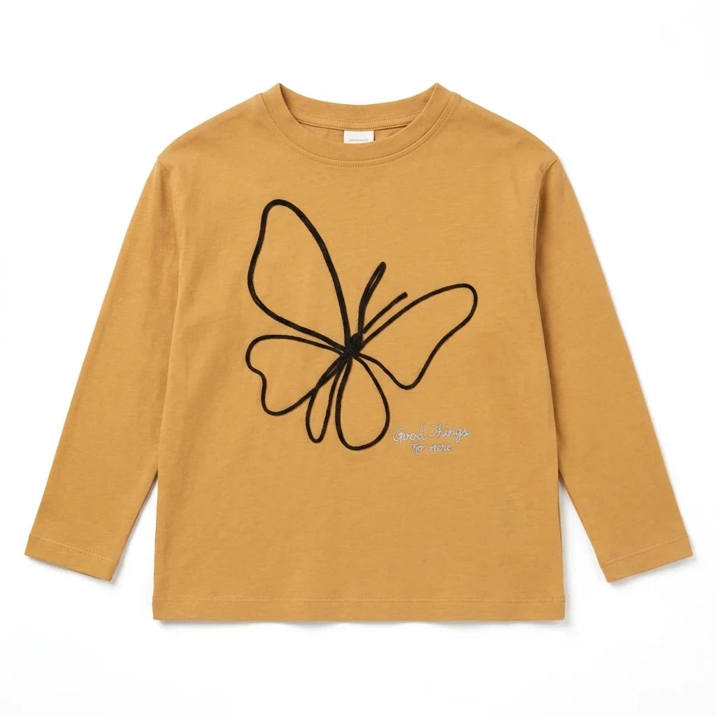 Zara Girl's Camel Butterfly Outline Blouse | Zara In Lebanon