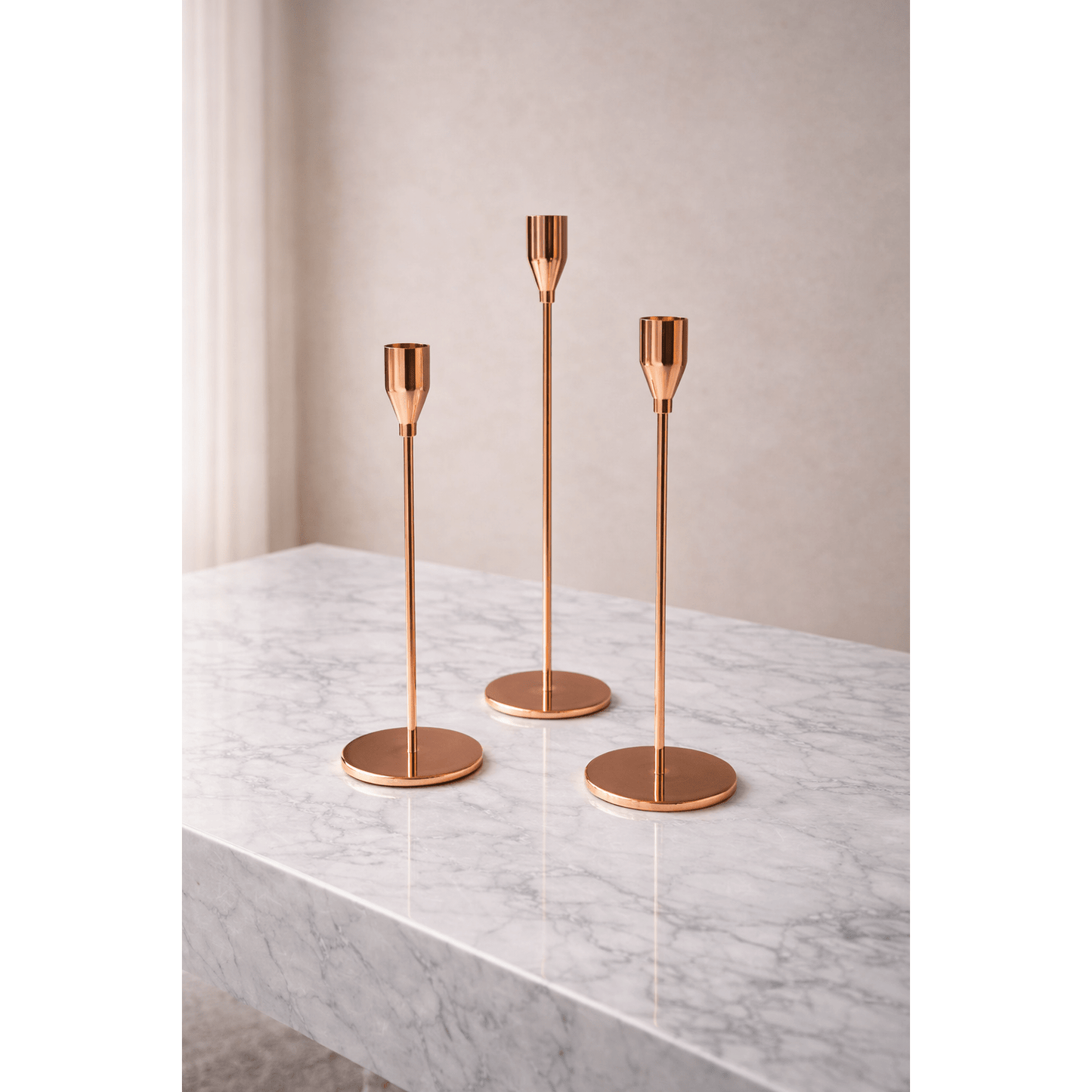 Rose Gold candle holder Set