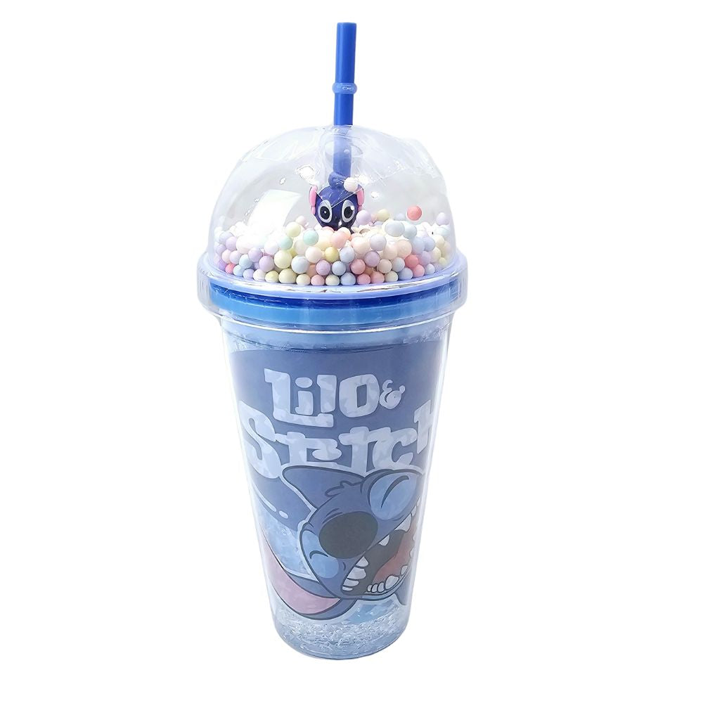 Stitch Plastic Cup With Straw  480 ML