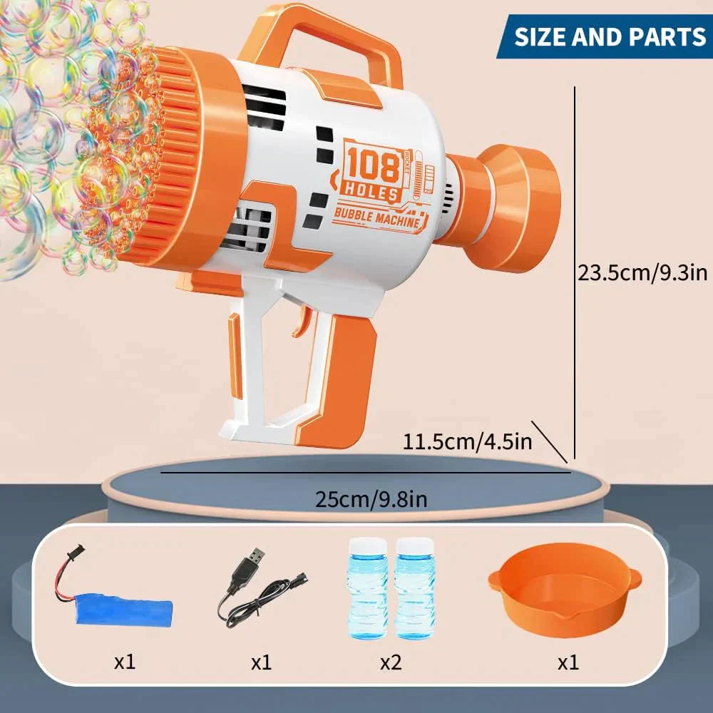 Bubble Gun 108 Holes With Colorful Lights For Kids Toys - Medaid International