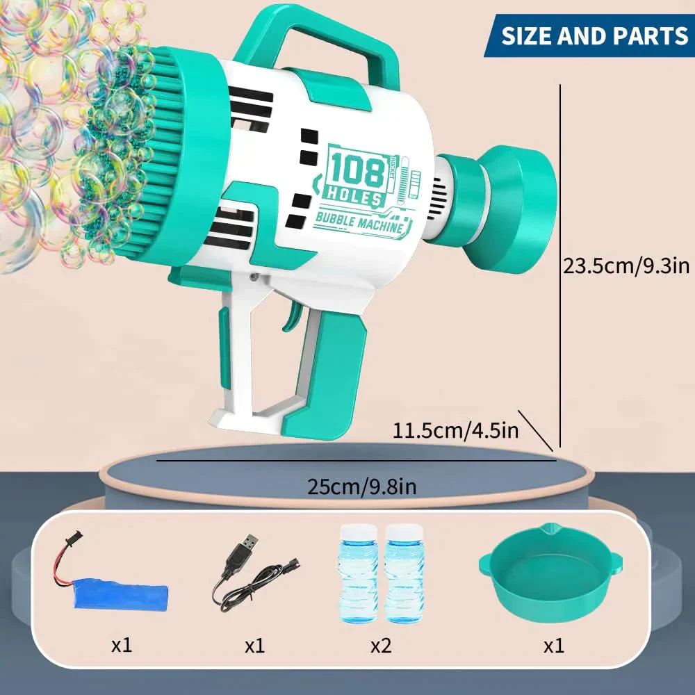Bubble Gun 108 Holes With Colorful Lights For Kids Toys - Medaid International