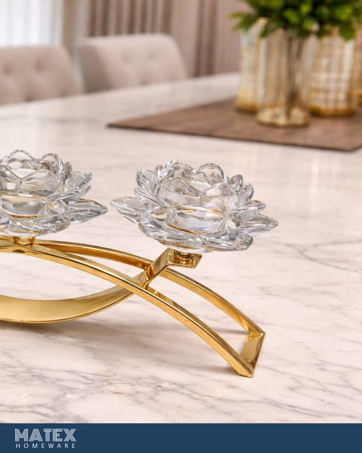 Golden Lotus Trio Candle Holder