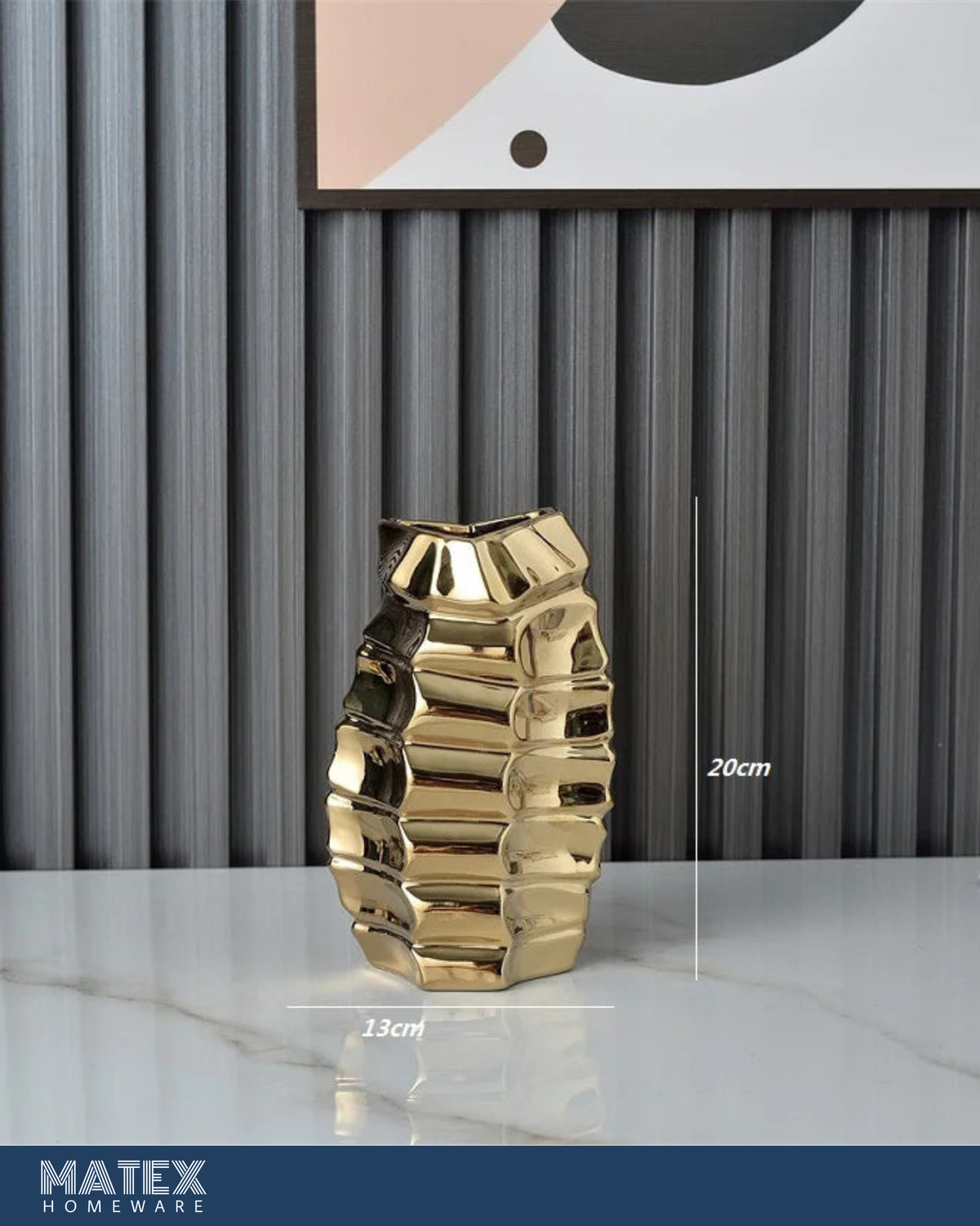 Golden Wave Ceramic Vase - M