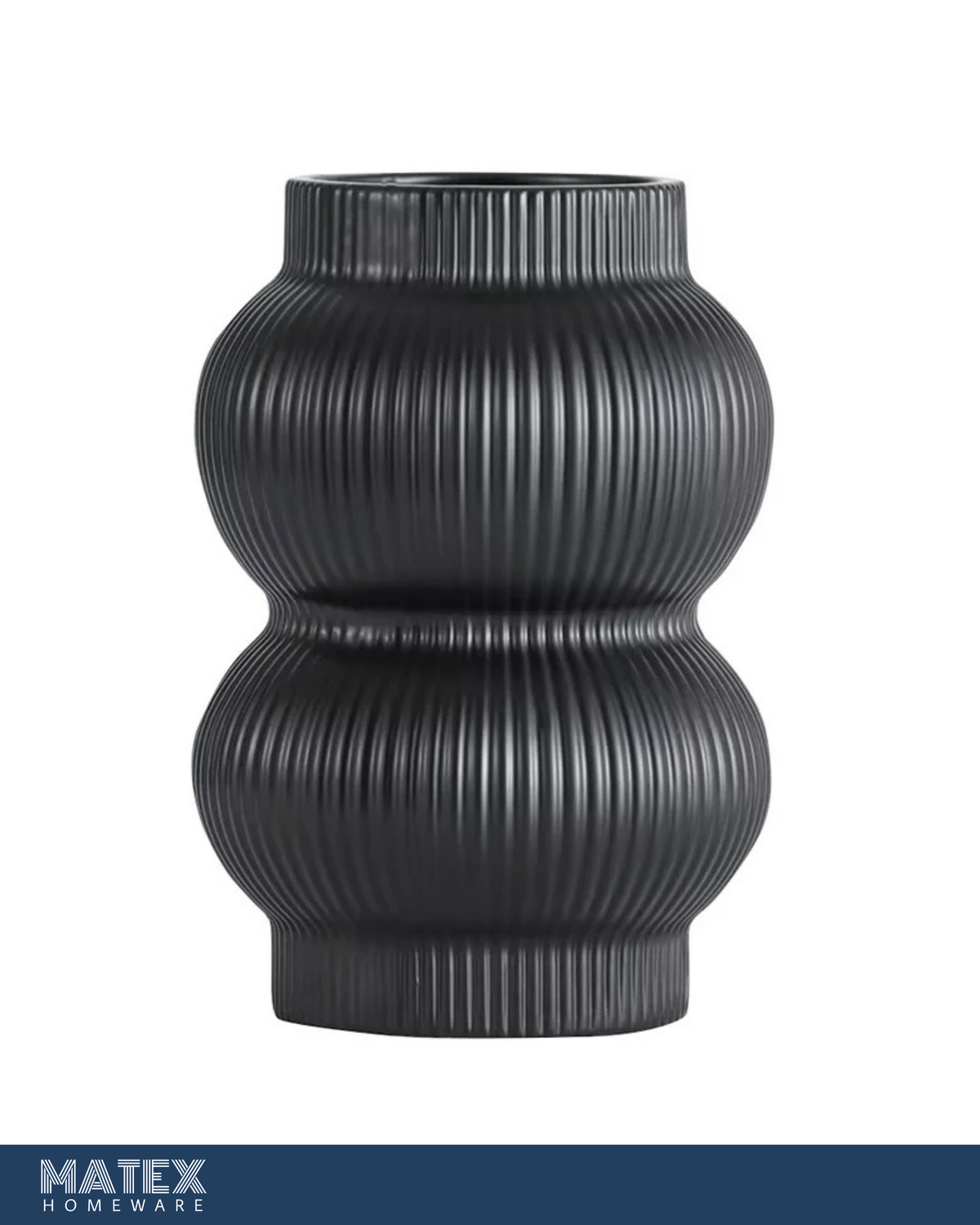 Midnight Ribbed Vase