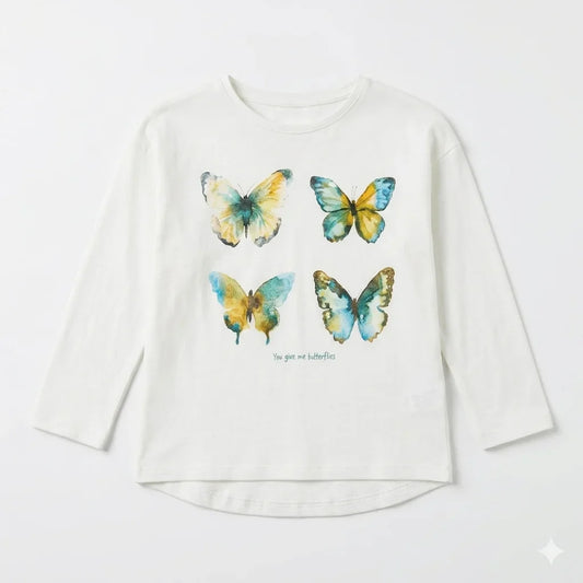 Zara Girl's White Butterfly Graphic Cotton Blouse | Zara in Lebanon