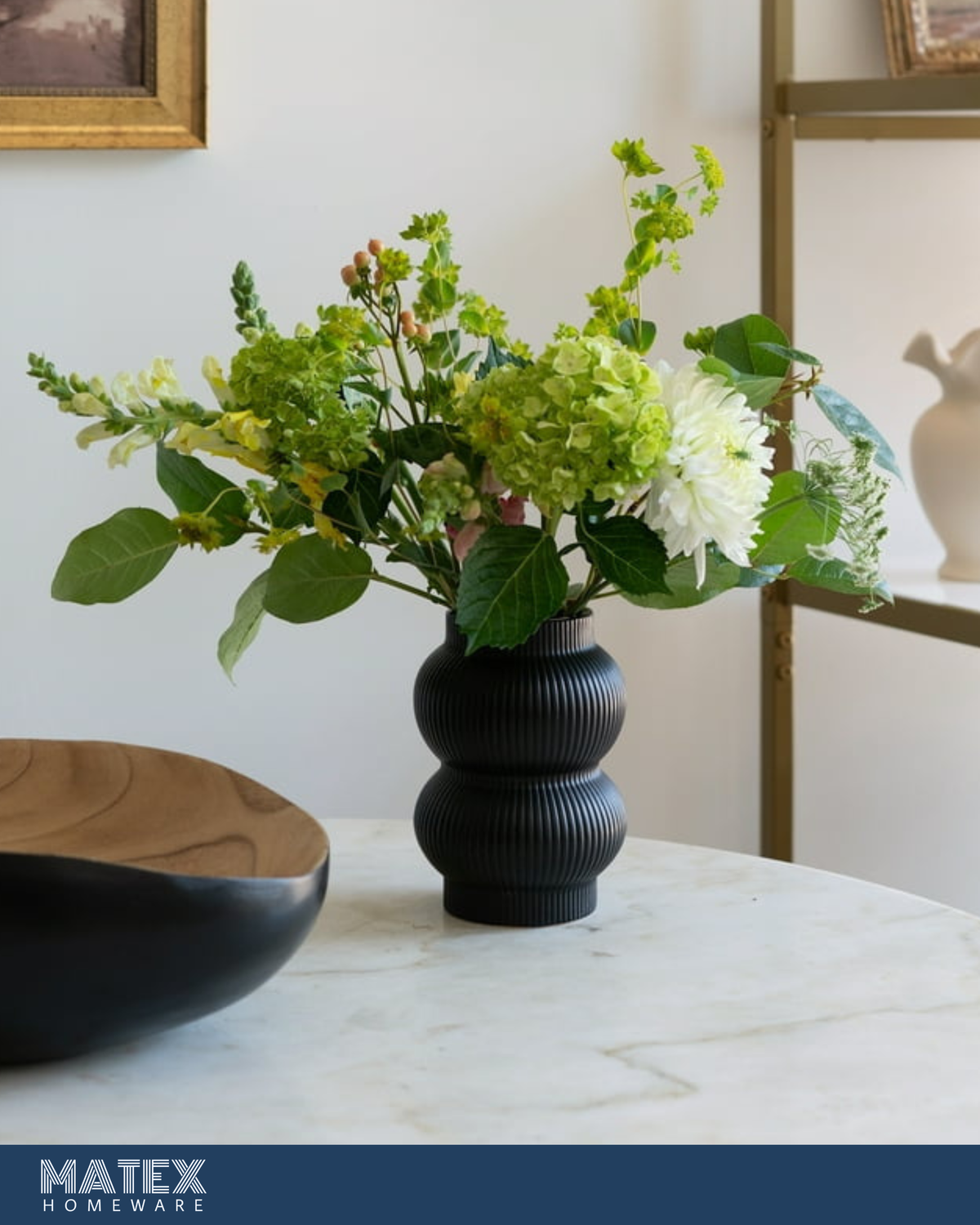 Midnight Ribbed Vase