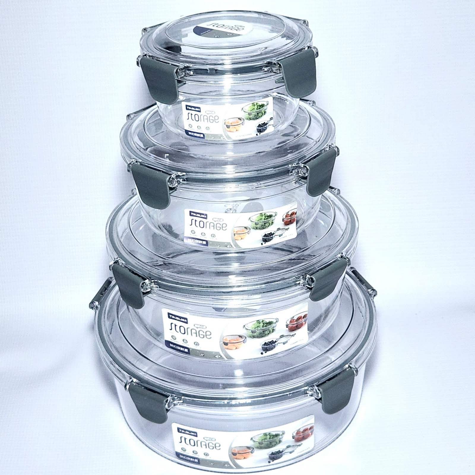 4 Pcs Transparent Plexi Rounded Storage Box Set