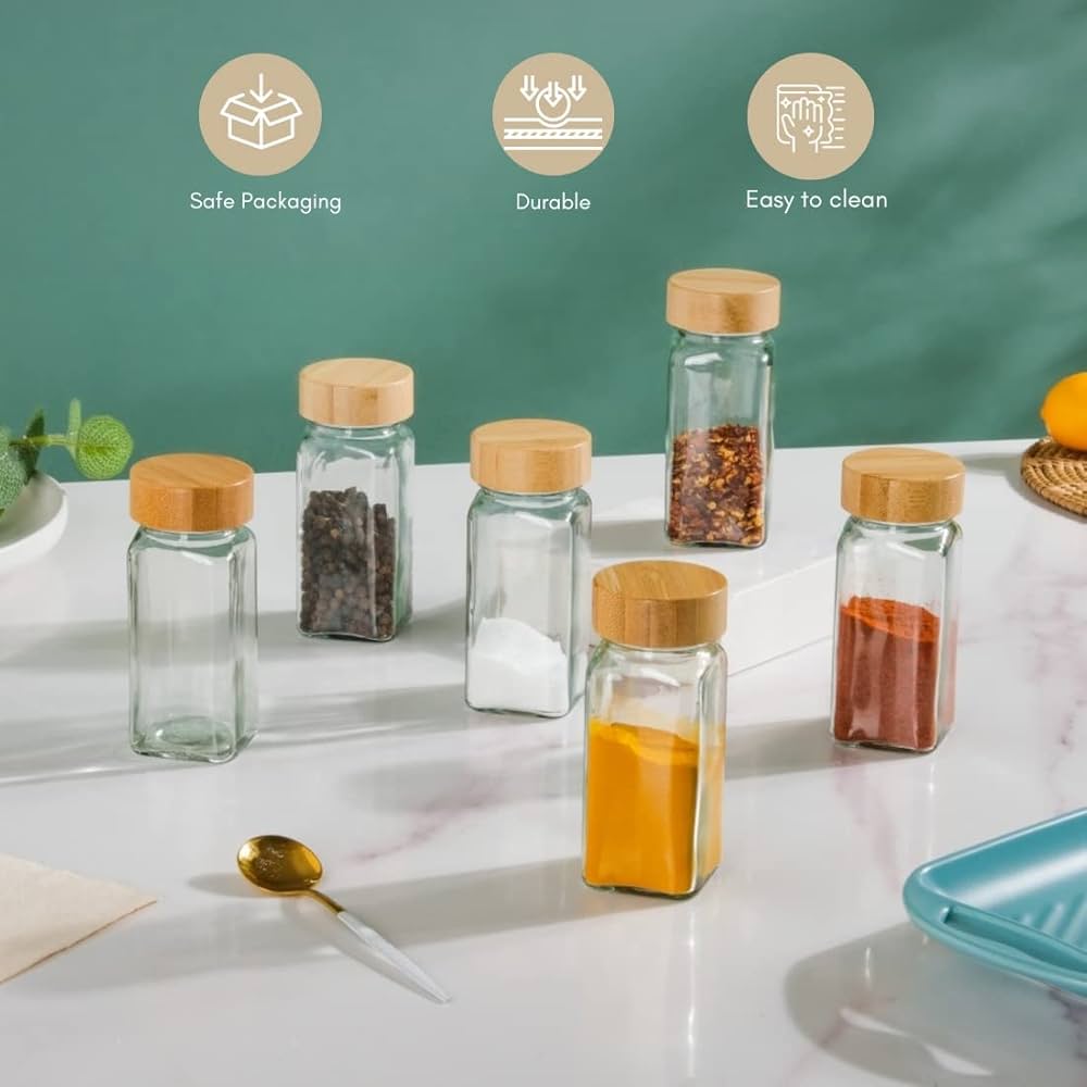 Transparent Seasoning Glass Jar With Bmboo Lid