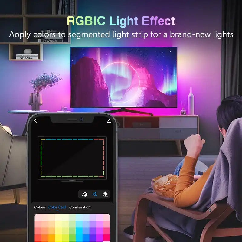 Atmosphere Led Strip TV Background Lights RGBIC WIFI Smart شريط إضاءة LED ذكي لخلفية التلفزيون