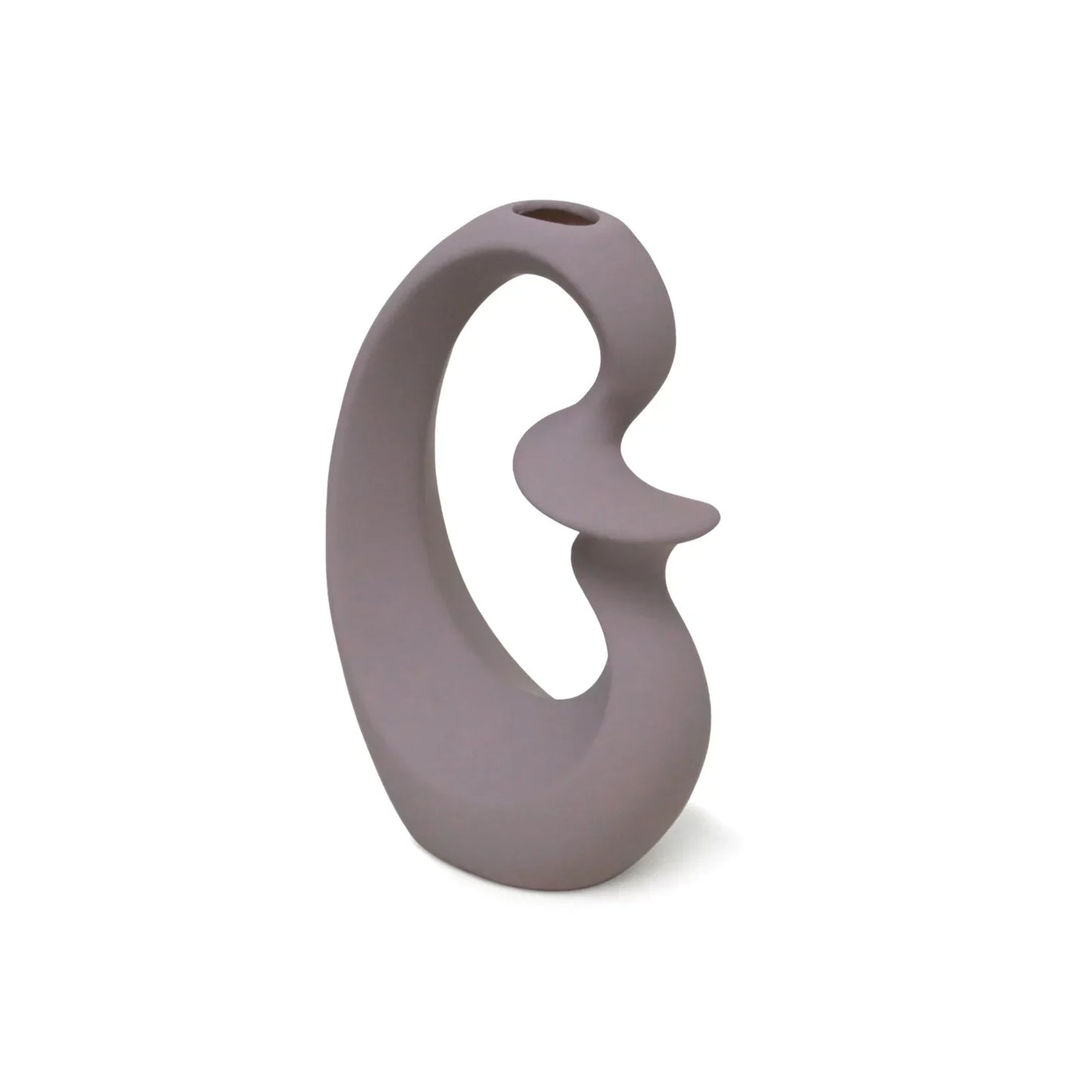 Viola Purple Mid Open Swirl Side Ceramic Vase