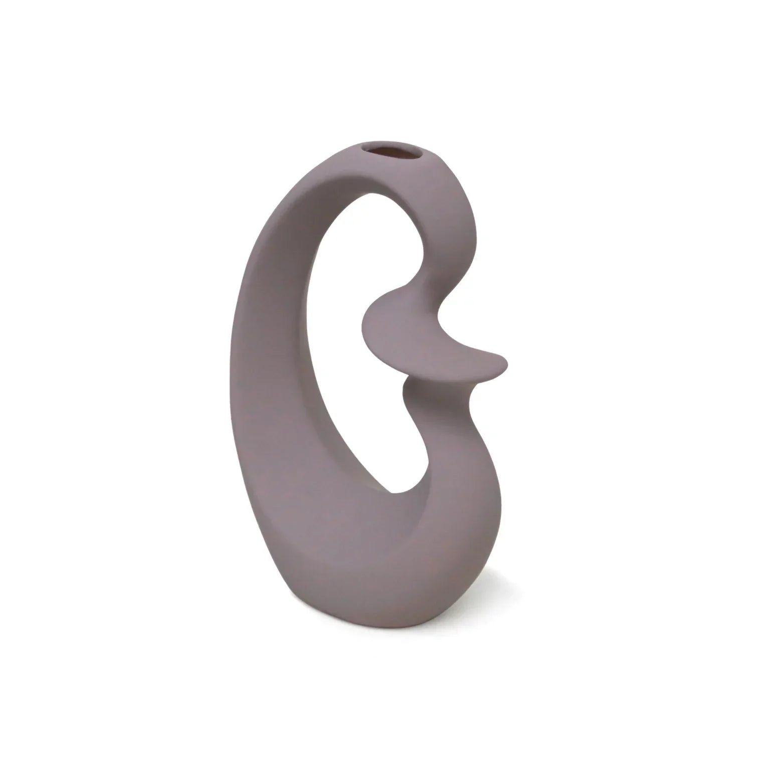 Viola Purple Mid Open Swirl Side Ceramic Vase