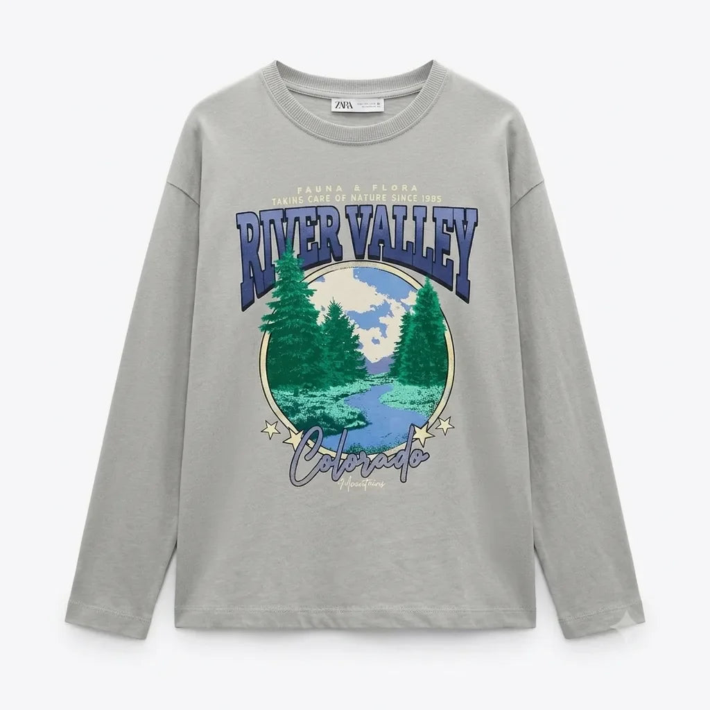 Zara Boy's Grey "River Valley" Long Sleeve Blouse | Zara In Lebanon