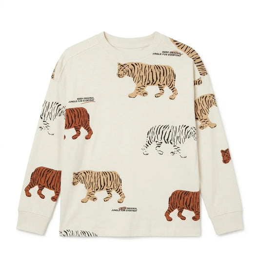 Zara Boy's Beige All Over Tiger Print Long Sleeve Blouse | Zara In Lebanon