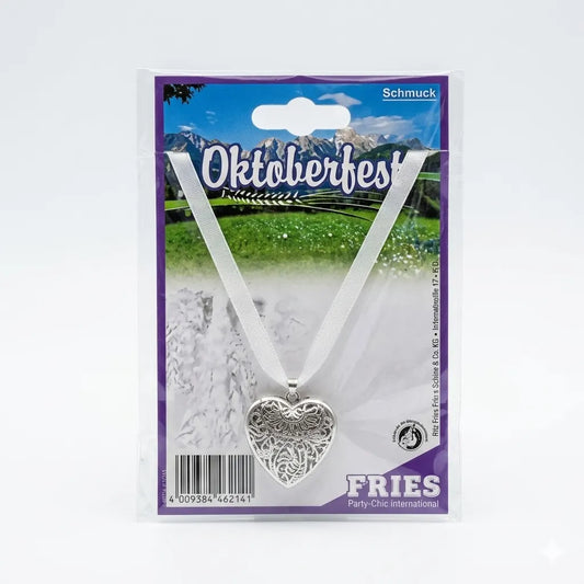 Fries Oktoberfest Heart Pendant Necklace With White Ribbon | Fries In Lebanon