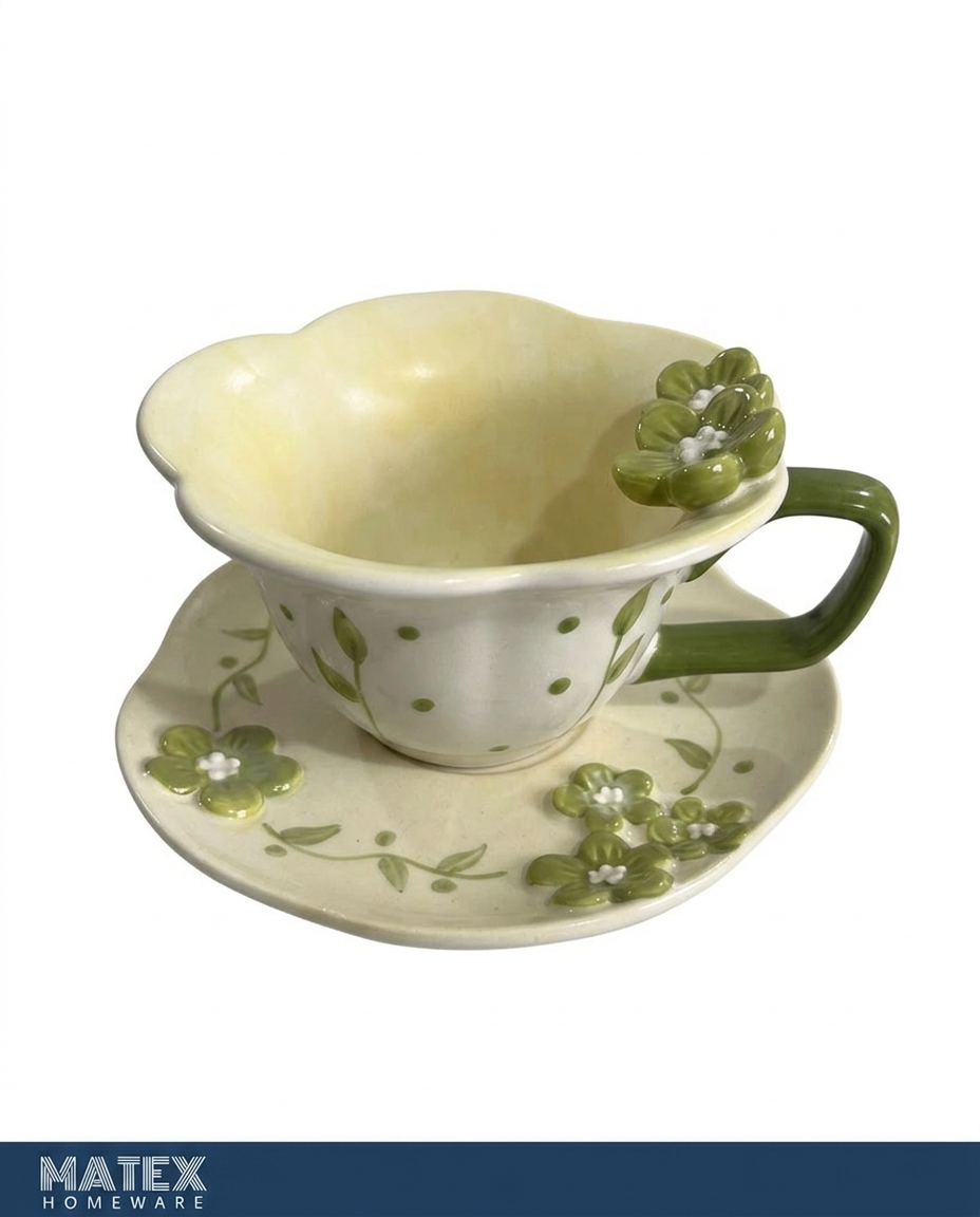 Ceramic Zaytoona Mug & Saucer Set