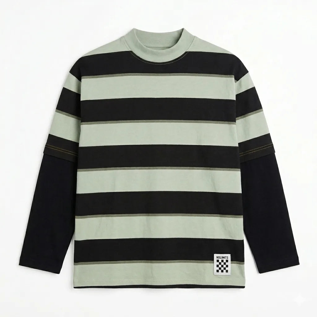 Zara Boy's Sage Green/Black Striped Long Sleeve Blouse | Zara In Lebanon