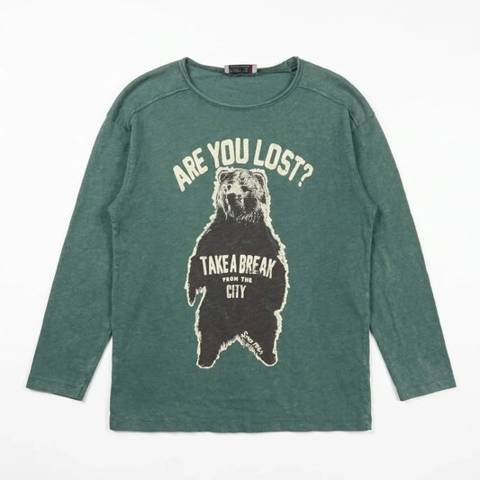 Zara Boy's Vintage Green "Are You Lost" Graphic Long Sleeve Blouse | Zara In Lebanon