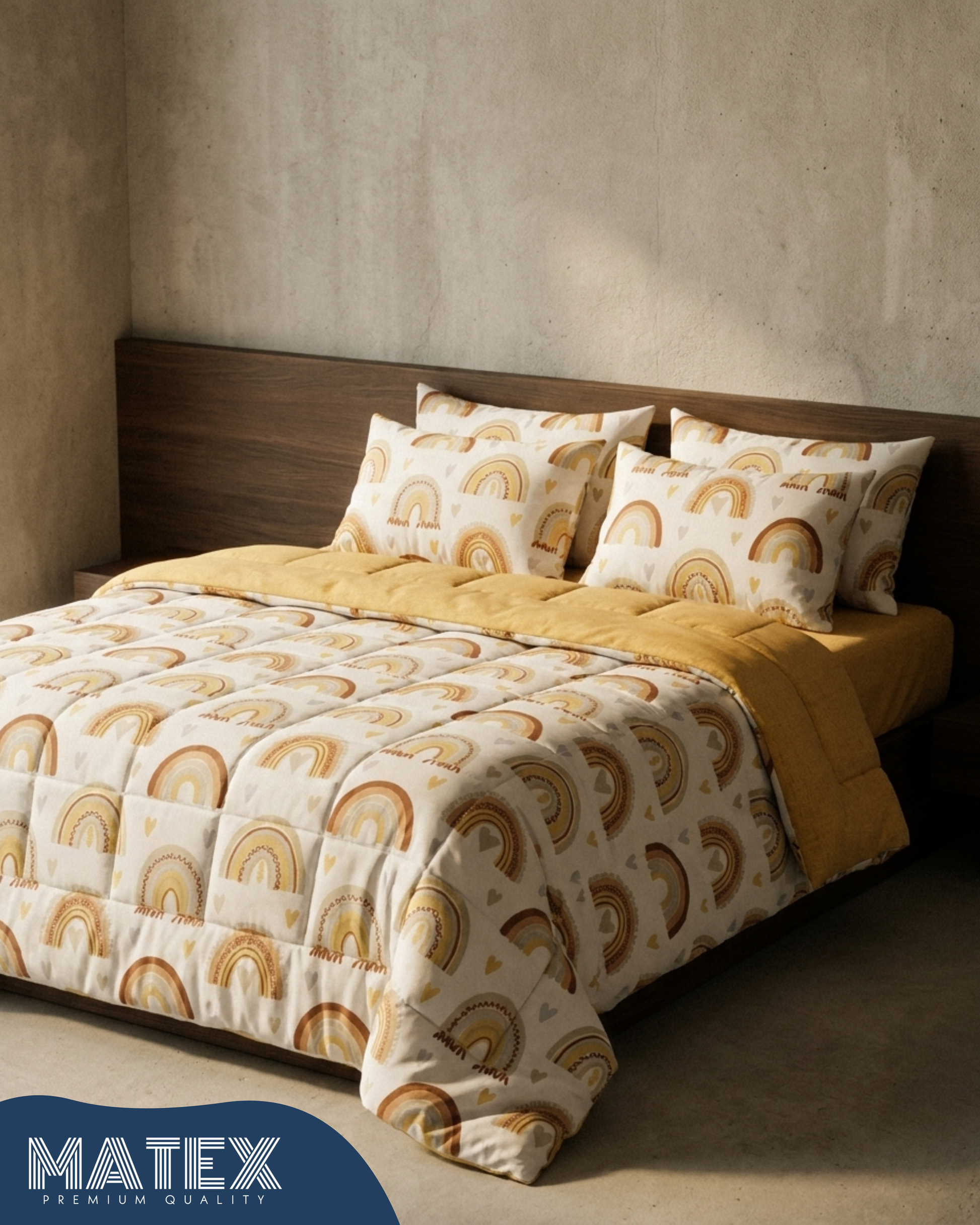 Single size Golden Rainbow Cotton Coverlet Set