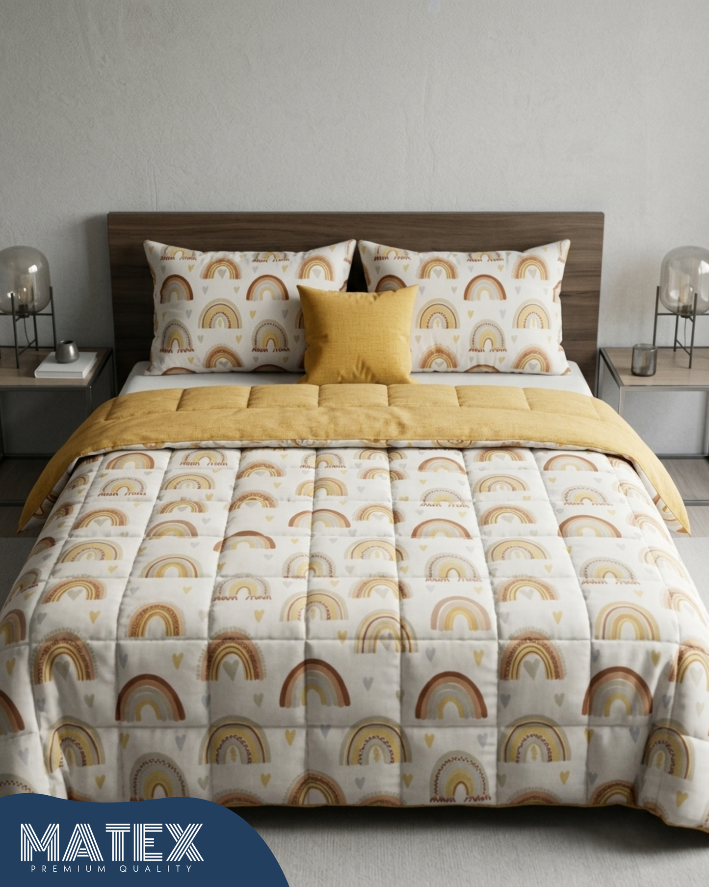 Single size Golden Rainbow Cotton Coverlet Set
