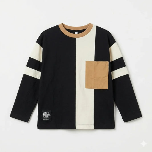 Zara Boy's Multicolor Striped "Make It Awesome" Patch Long Sleeve Blouse | Zara In Lebanon