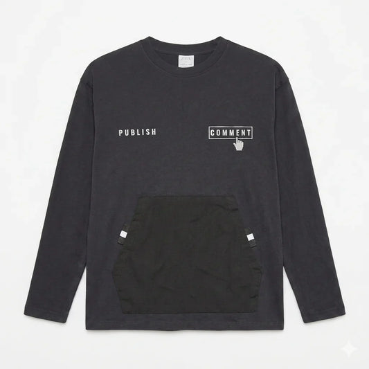 Zara Boy's Dark Grey Kangaroo Pocket Long Sleeve Blouse | Zara In Lebanon