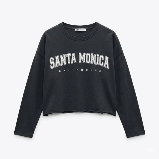 Zara Girl's Dark Grey "Santa Monica " Print Long Sleeve Blouse | Zara In Lebanon