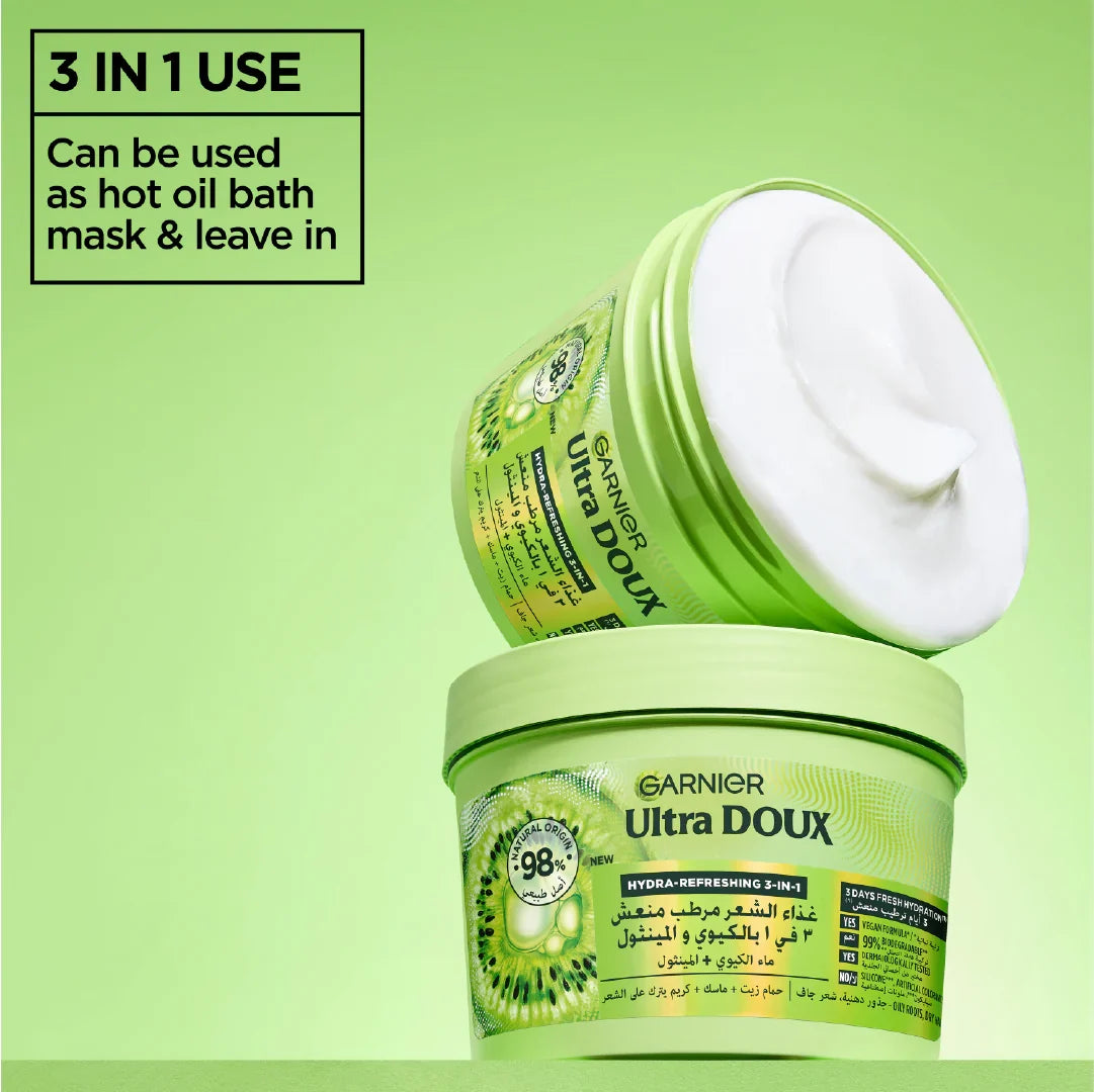 Garnier Ultra Doux Hair Food Kiwi Hydrating Hair Mask for Oily Roots & Dry Hair