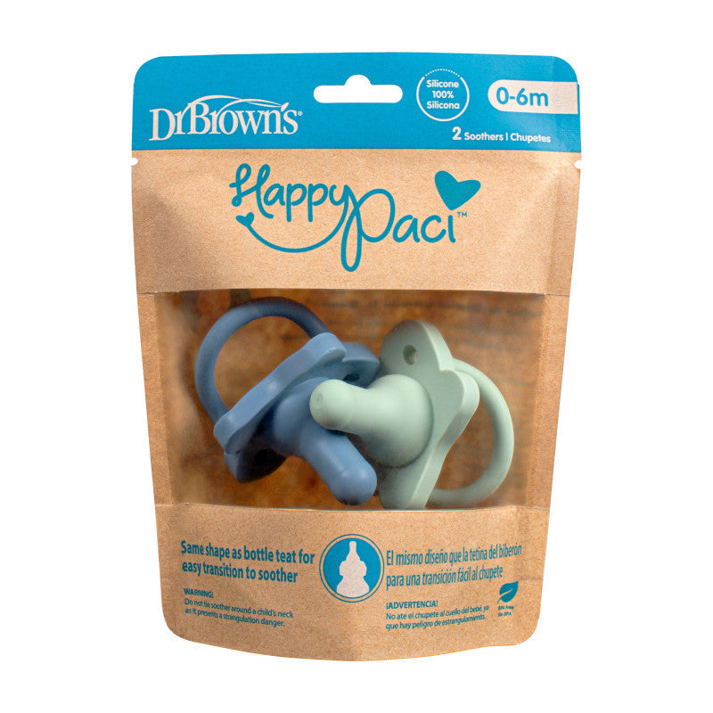 DrBrown's - Happi-Paci Silicone Soother - 0m+ 2pack - Blue&Green