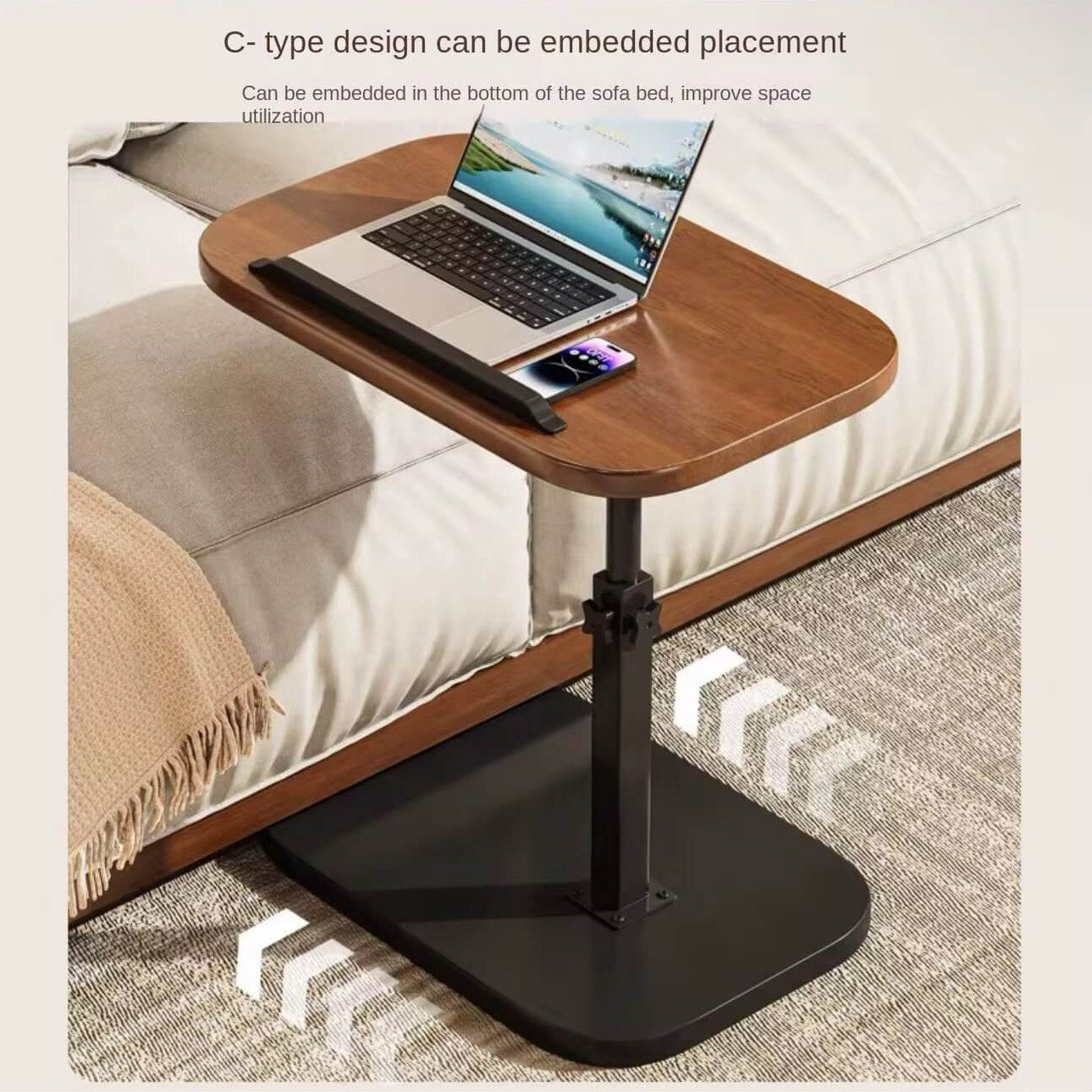 Adjustable C-Shaped Side Table