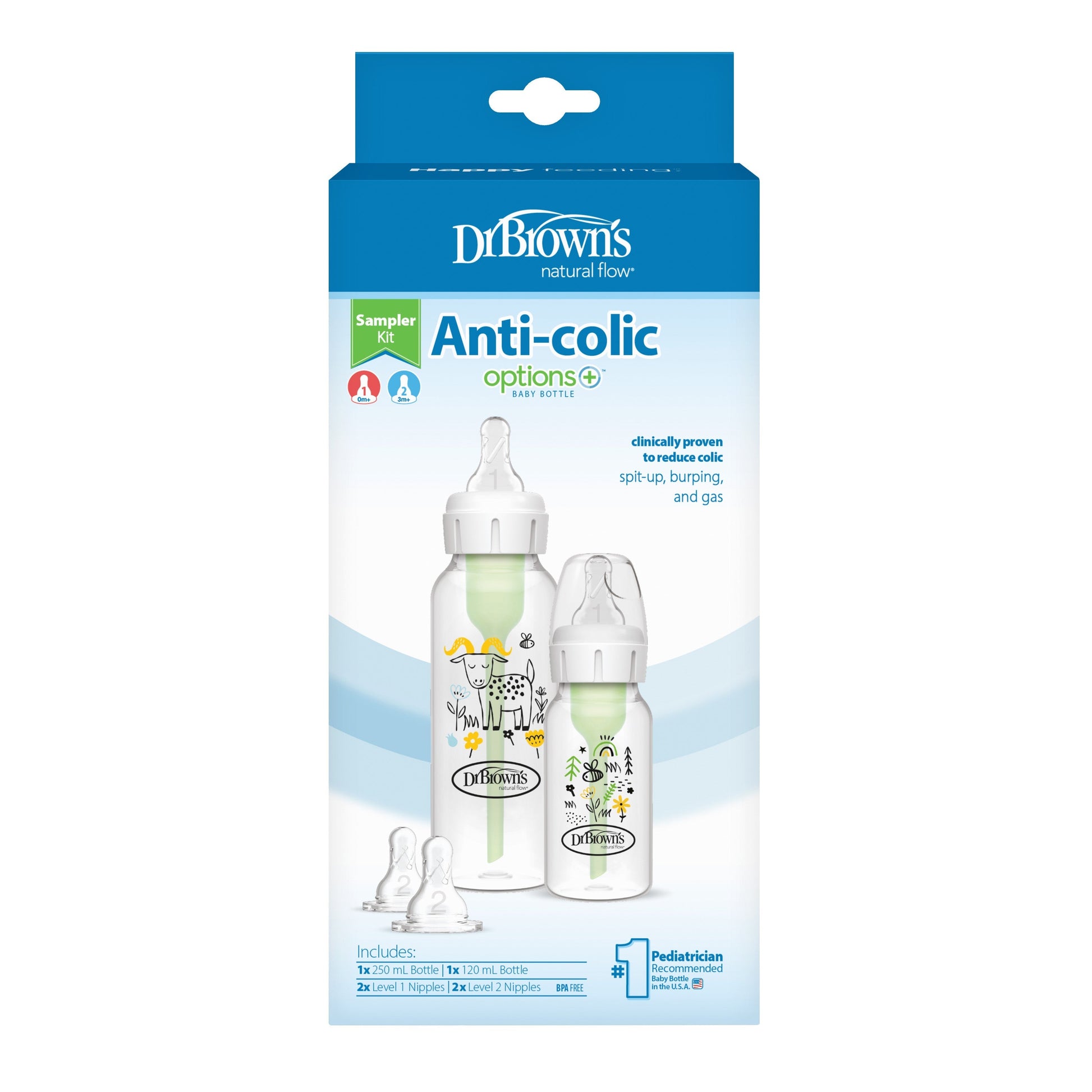 DrBrown's - Op+ - Narrow Neck - 2pack (120ML/250ML) - Nipple Level 2