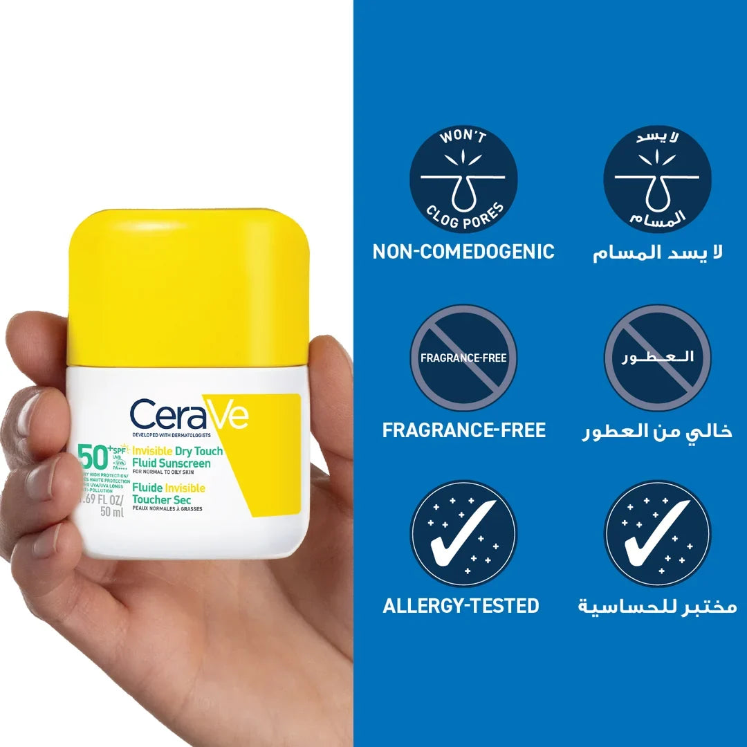 CERAVE INVISIBLE DRY TOUCH FLUID SUNSCREEN SPF 50+ 50 ML