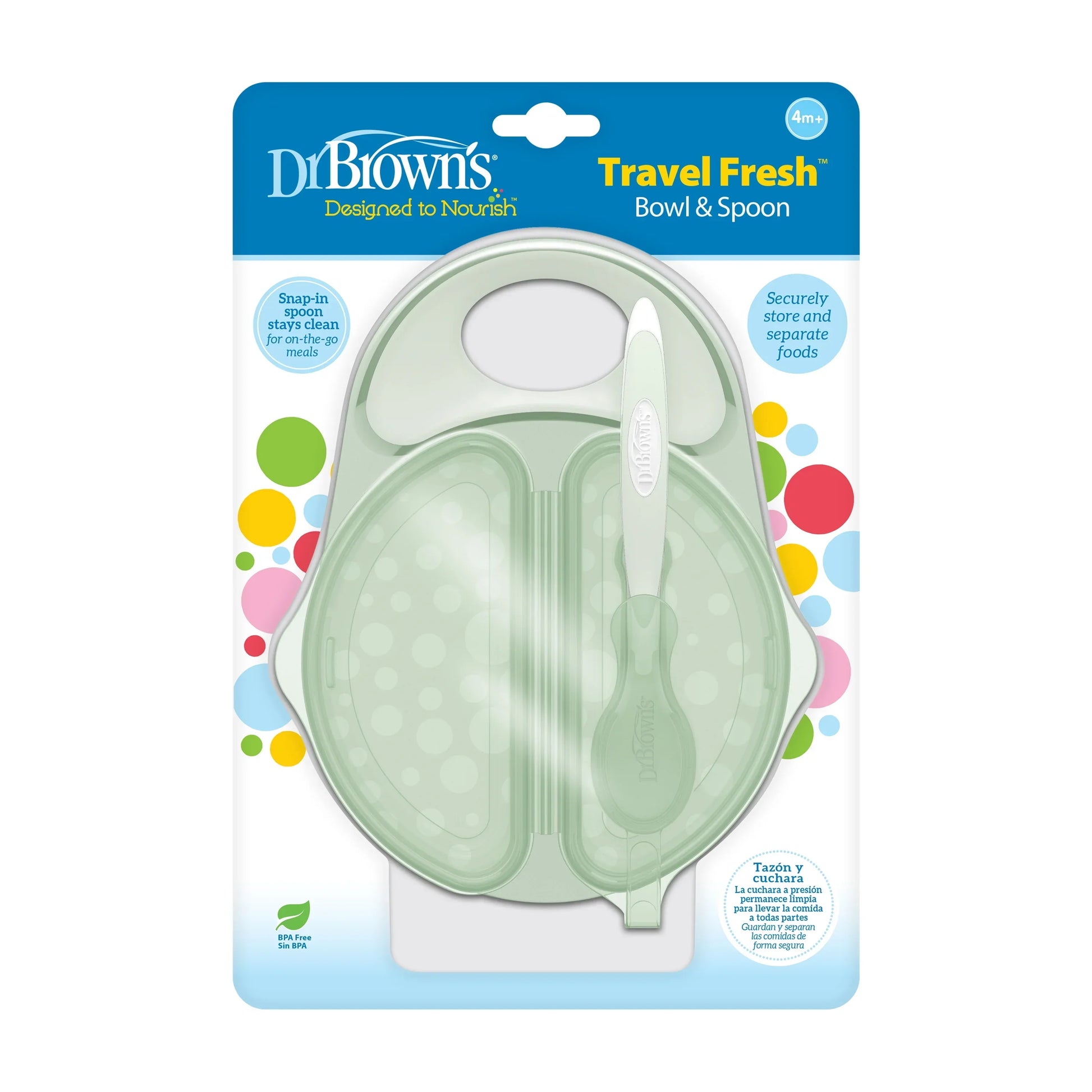 DrBrown's - Travel Fresh Bowl & Spoon - Light Green