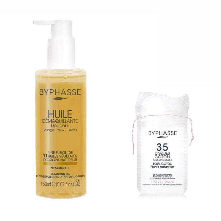 Byphasse cleansing oil with vitamin E + FREE 35pcs cotton pads
