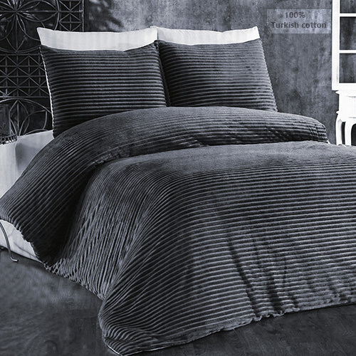 6-Pieces, Grey Duvet Plush Quilt Cover and Pillowcase Set, King Size - Medaid International