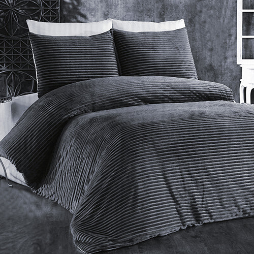 6-Pieces, Grey Duvet Plush Quilt Cover and Pillowcase Set, King Size - Medaid International