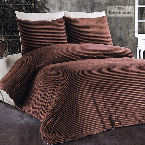 6-Pieces, Brown Duvet Plush Quilt Cover and Pillowcase Set, King Size - Medaid International