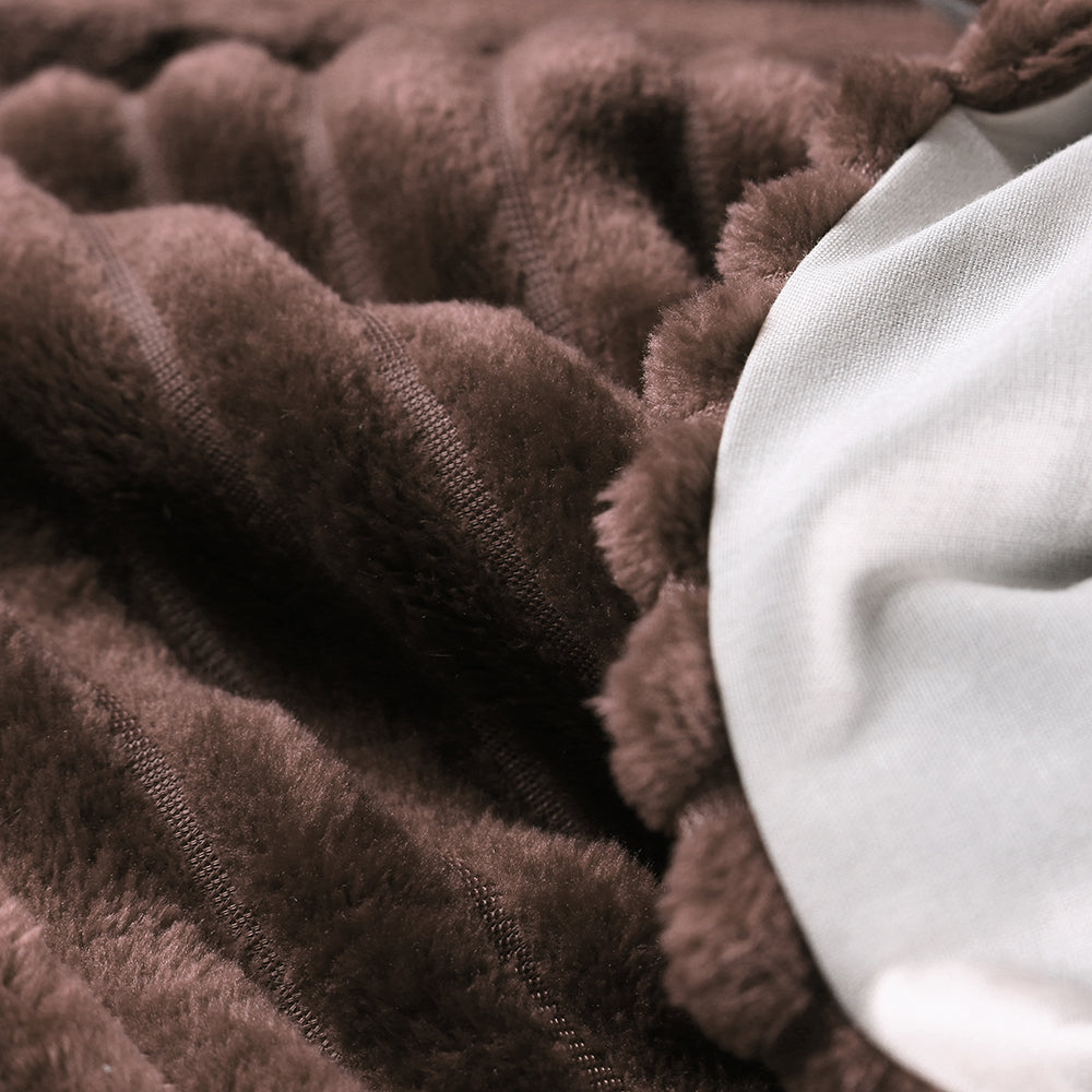 6-Pieces, Brown Duvet Plush Quilt Cover and Pillowcase Set, King Size - Medaid International