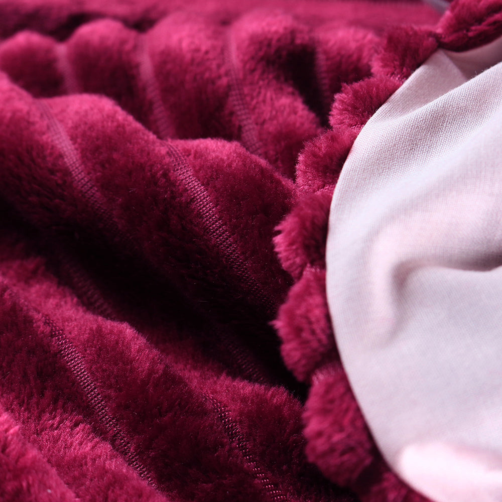 6-Pieces, Fuchsia Duvet Plush Quilt Cover and Pillowcase Set, King Size - Medaid International