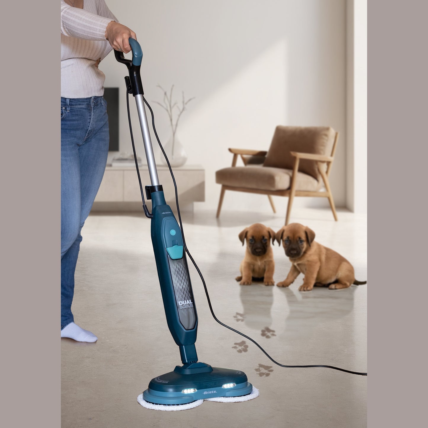 Dual Steam Scrub Rotating Brushes ,1200W