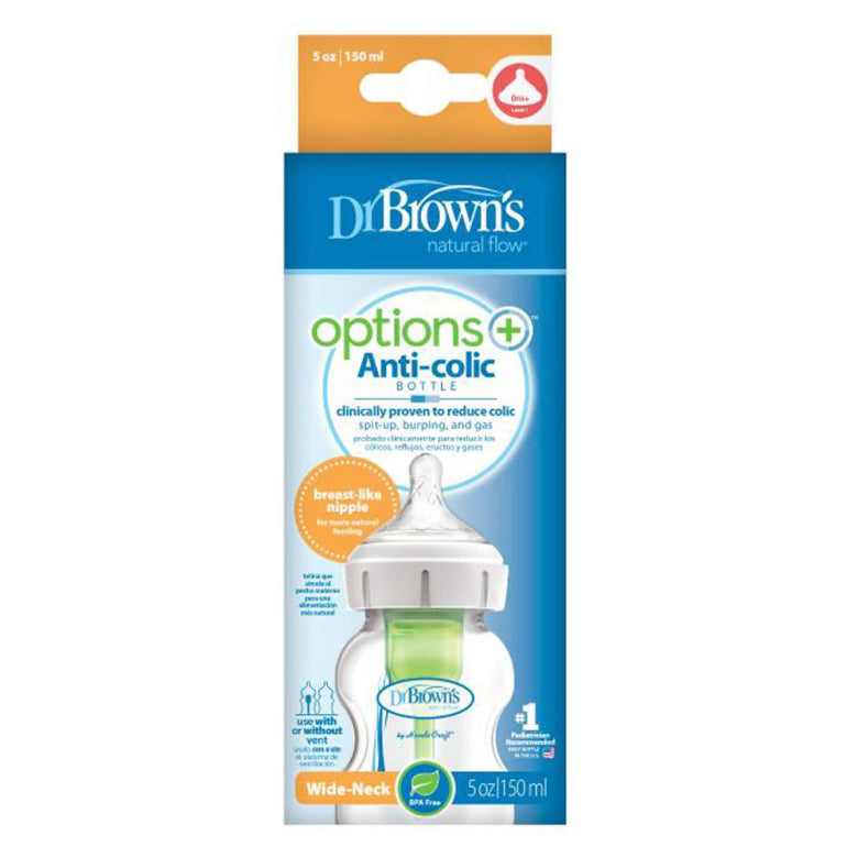 DrBrown's - Op+ Anti-Colic Wide Neck - Baby Bottle - With Level 1 Teat - 150ML