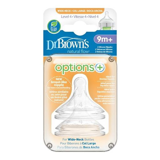 DrBrown's - Wide Neck Op+ Level 4 Nipples 9m+ , 2 Pack