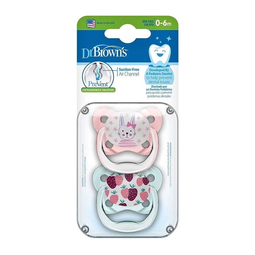 DrBrown's - Prevent Orthodontic Soother Stage 1 - (0-6m) - 2pack - Pink