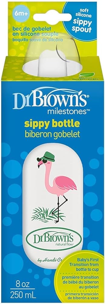 DrBrown's - Narrow Sippy Bottle - 250ML (6m+) - Flamingo