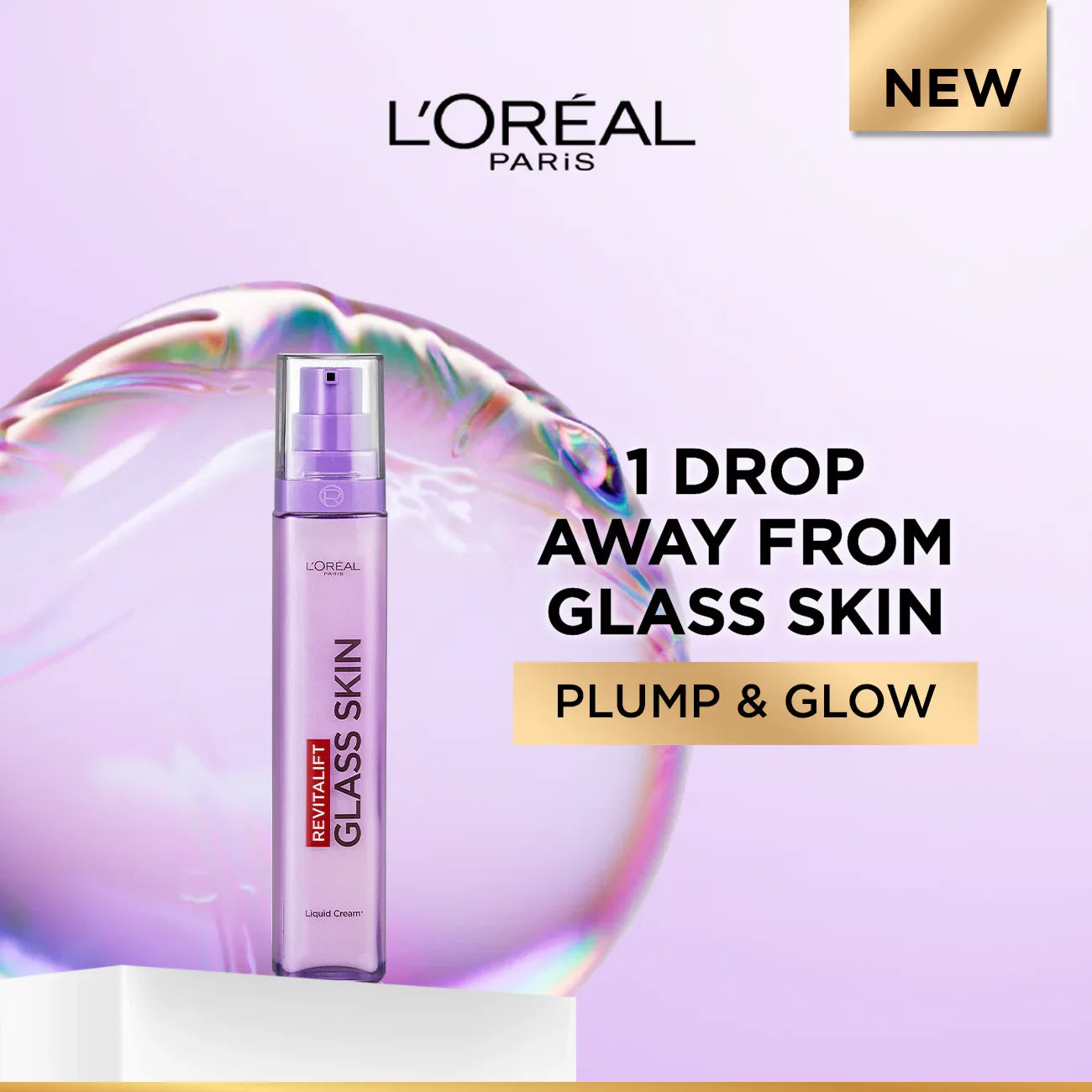 L’Oréal Paris Revitalift Glass Skin Liquid Cream: 1 drop for 100H Glowing Hydration With Hyaluronic Acid & Vitamins B3+B5+C for Dewy, Plumped Glass Skin 50ML