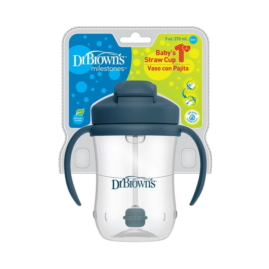 DrBrown's - Baby's First Straw Cup 270ML - (6m+) - Navy Blue