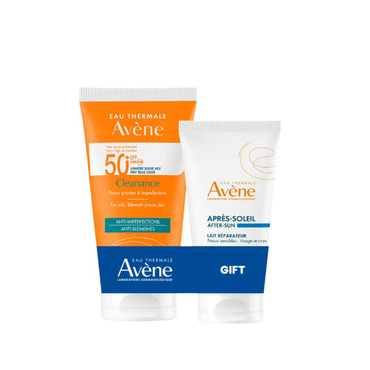 Avène Cleanance Sunscreen SPF 50+ And Avène After Sun Repair Lotion Bundle
