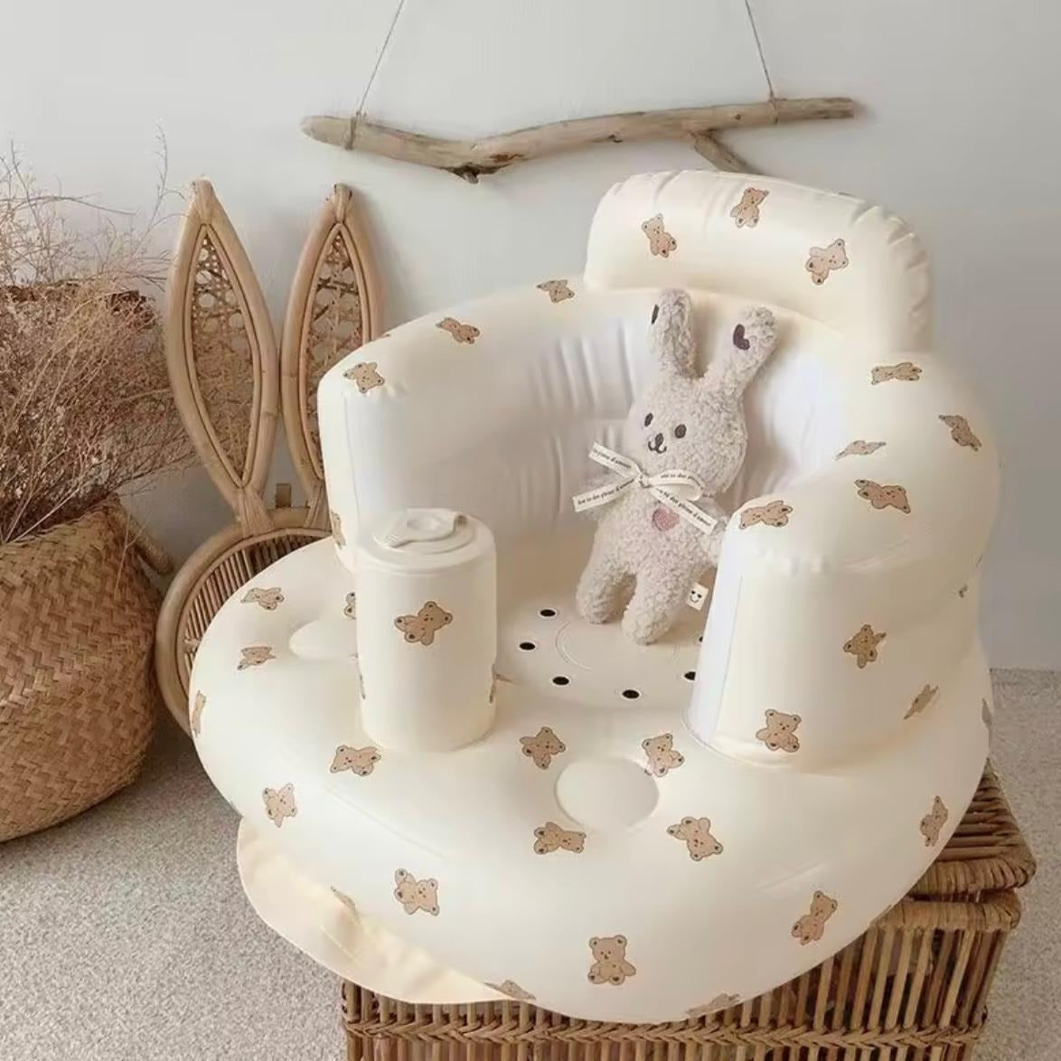 Bear-Print Inflatable Baby Chair