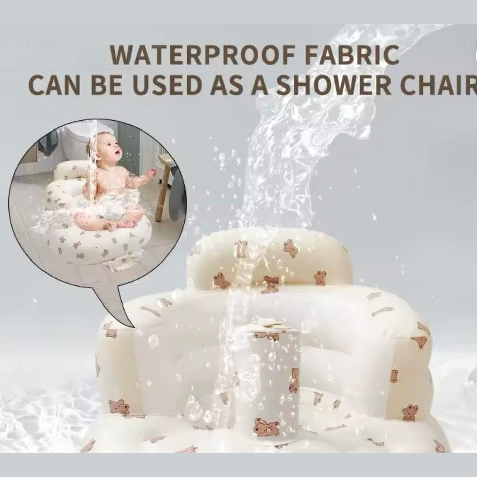 Bear-Print Inflatable Baby Chair