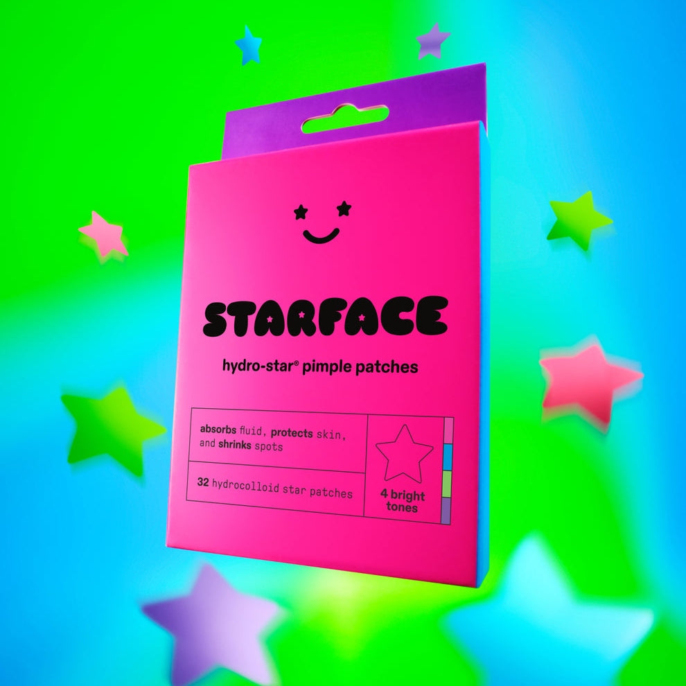 STARFACE party pack Absorbs. Shrinks. Protects.  100% hydrocolloid pimple protectors in four bright colors